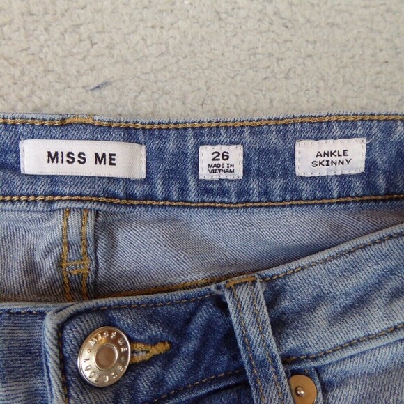 Miss Me Jeans Women's 26 Blue Mid-Rise Ankle Skinny Denim Embroidered Stars - Picture 7 of 12